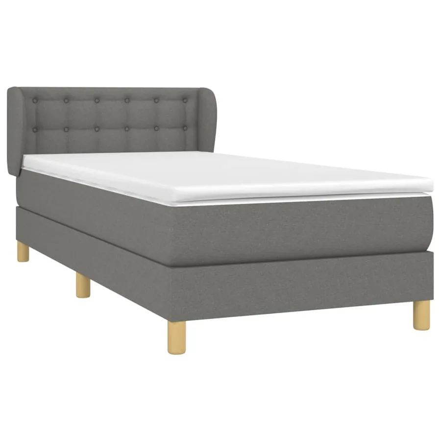 Sommier à lattes de lit et matelas Gris foncé 90x190 cm Tissu - 3