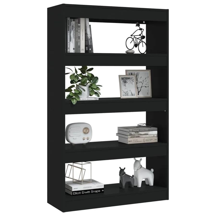 Bibliothèque/Séparateur de pièce Noir Bois d'ingénierie - 4