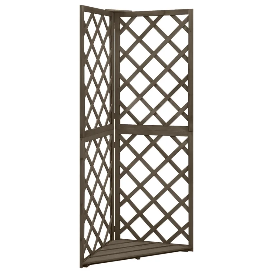 Treillis d'angle Gris 50x50x145 cm Bois de sapin massif