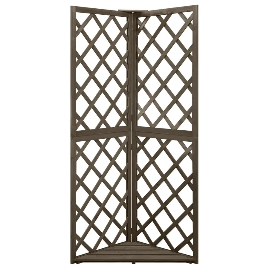 Treillis d'angle Gris 50x50x145 cm Bois de sapin massif - 2
