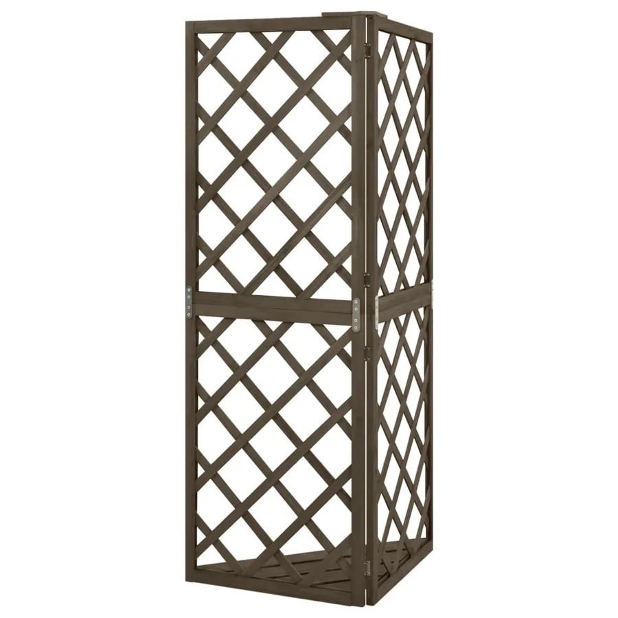 Treillis d'angle Gris 50x50x145 cm Bois de sapin massif - 4