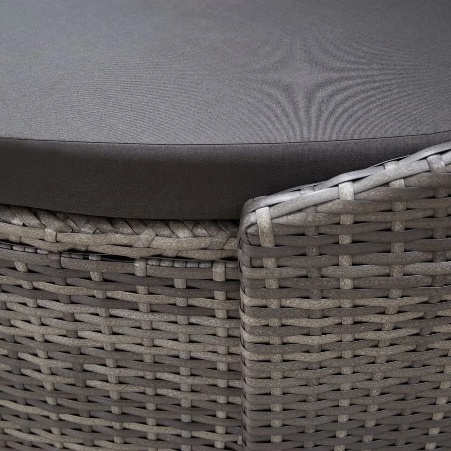 Chaise longue d'extérieur avec auvent Résine tressée Gris - 7