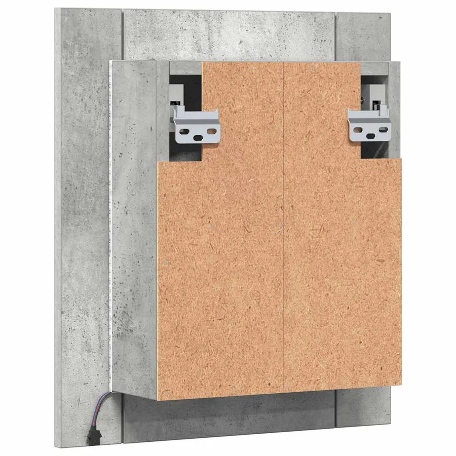 Armoire de salle de bain à miroir LED Gris béton Acrylique - 11