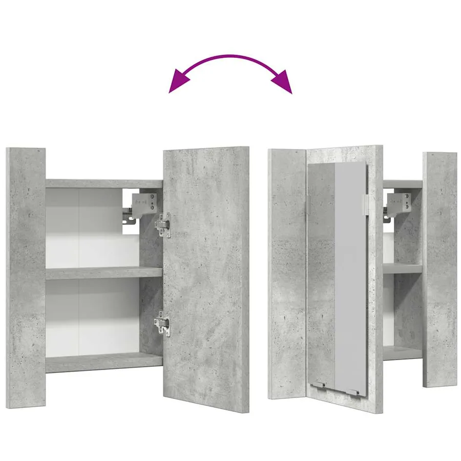 Armoire de salle de bain à miroir LED Gris béton Acrylique - 12