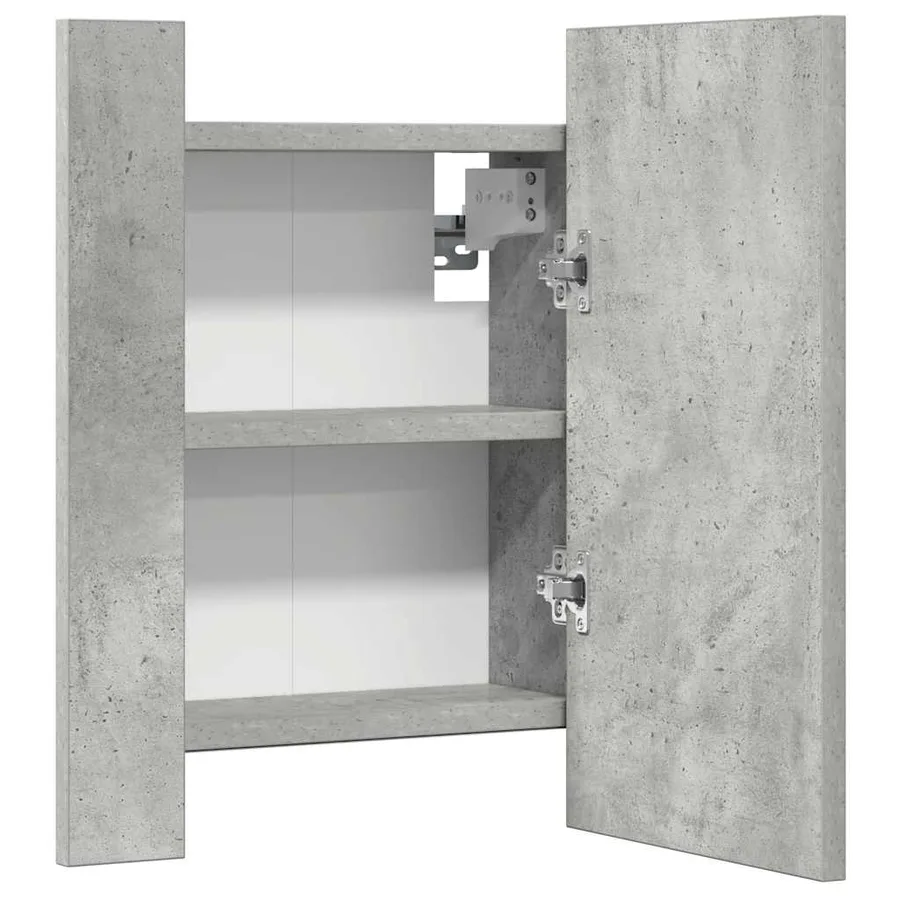 Armoire de salle de bain à miroir LED Gris béton Acrylique - 14