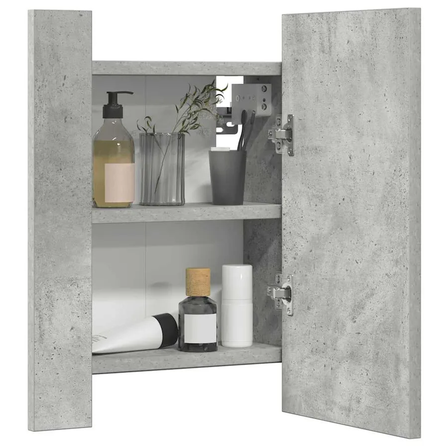 Armoire de salle de bain à miroir LED Gris béton Acrylique - 7