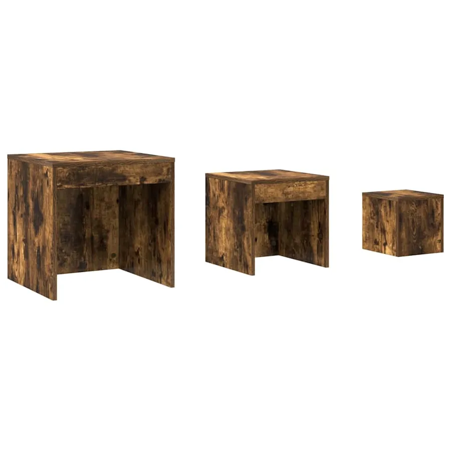 Tables gigognes 3 pcs Chêne fumé Bois d'ingénierie - 2