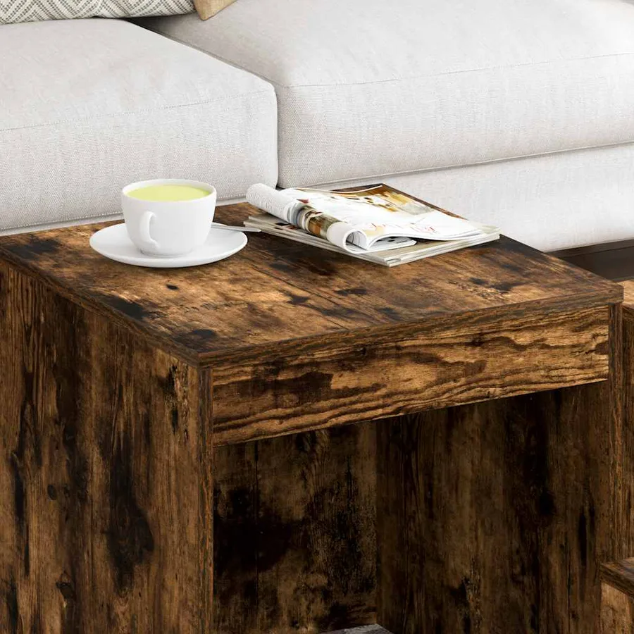 Tables gigognes 3 pcs Chêne fumé Bois d'ingénierie - 3