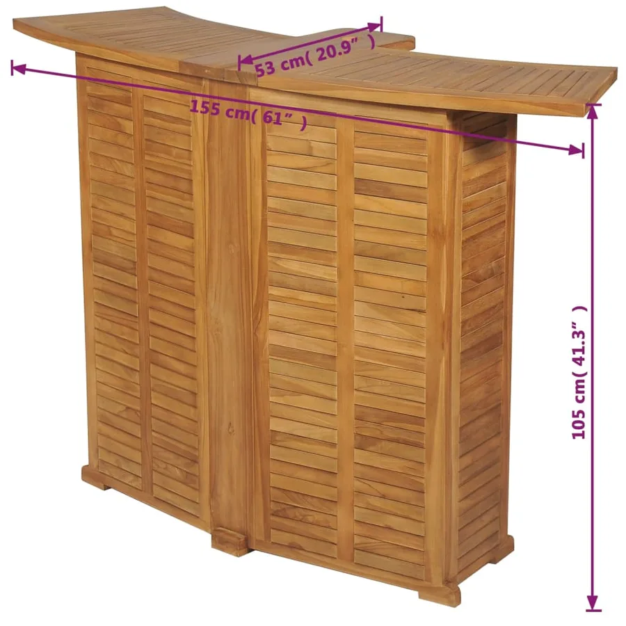 Table pliable de bar 155x53x105 cm Bois de teck solide - 13