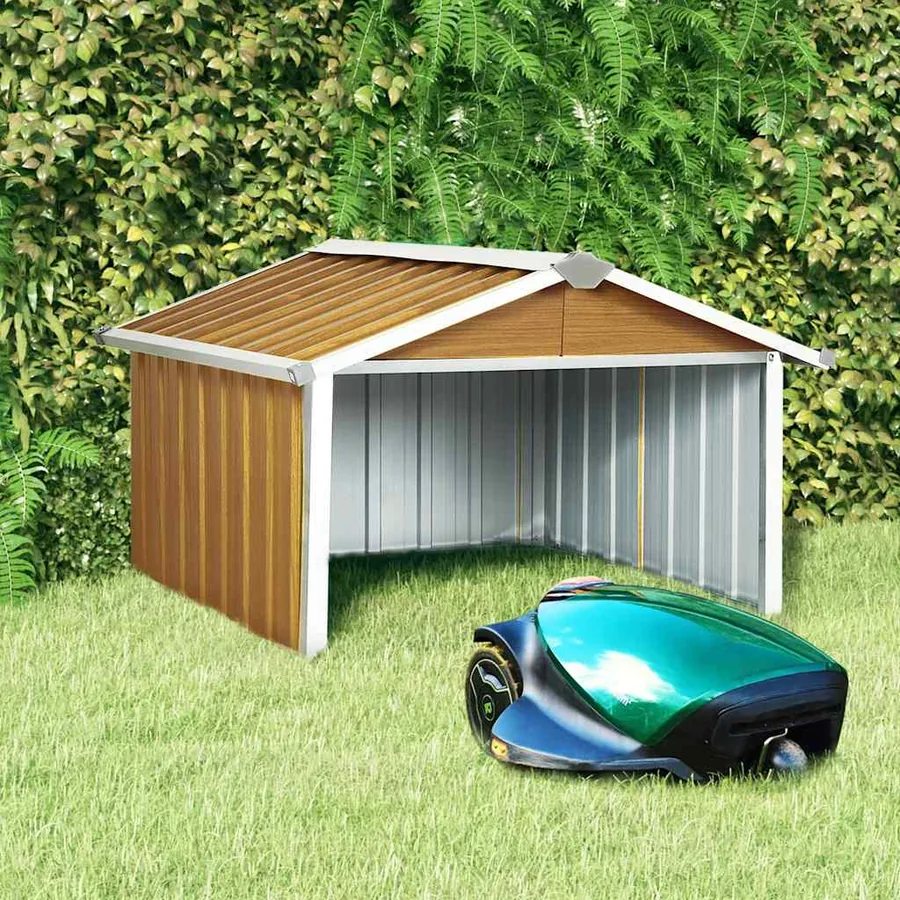 Abri pour robot de jardin 92x97x63 cm Acier galvanisé Marron