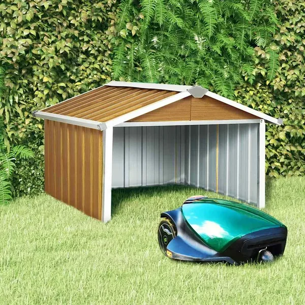 Abri pour robot de jardin 92x97x63 cm Acier galvanisé Marron