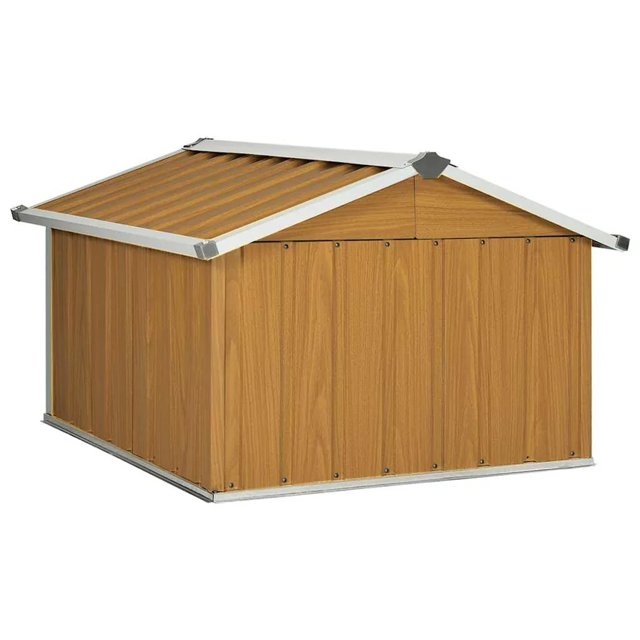 Abri pour robot de jardin 92x97x63 cm Acier galvanisé Marron - 6