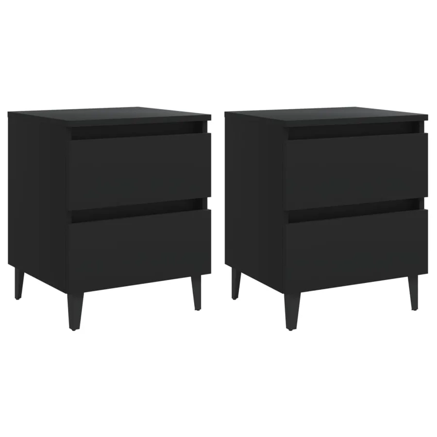 Tables de chevet 2 pcs noir 40x35x50 cm bois d'ingénierie - 2