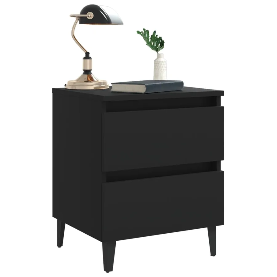 Tables de chevet 2 pcs noir 40x35x50 cm bois d'ingénierie - 7