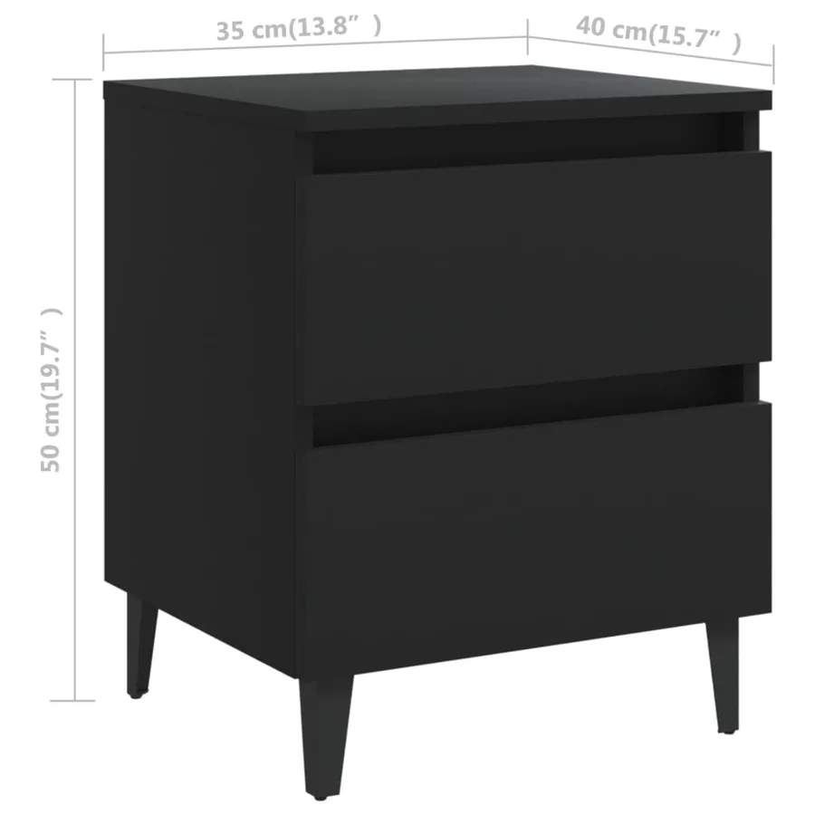 Tables de chevet 2 pcs noir 40x35x50 cm bois d'ingénierie - 8
