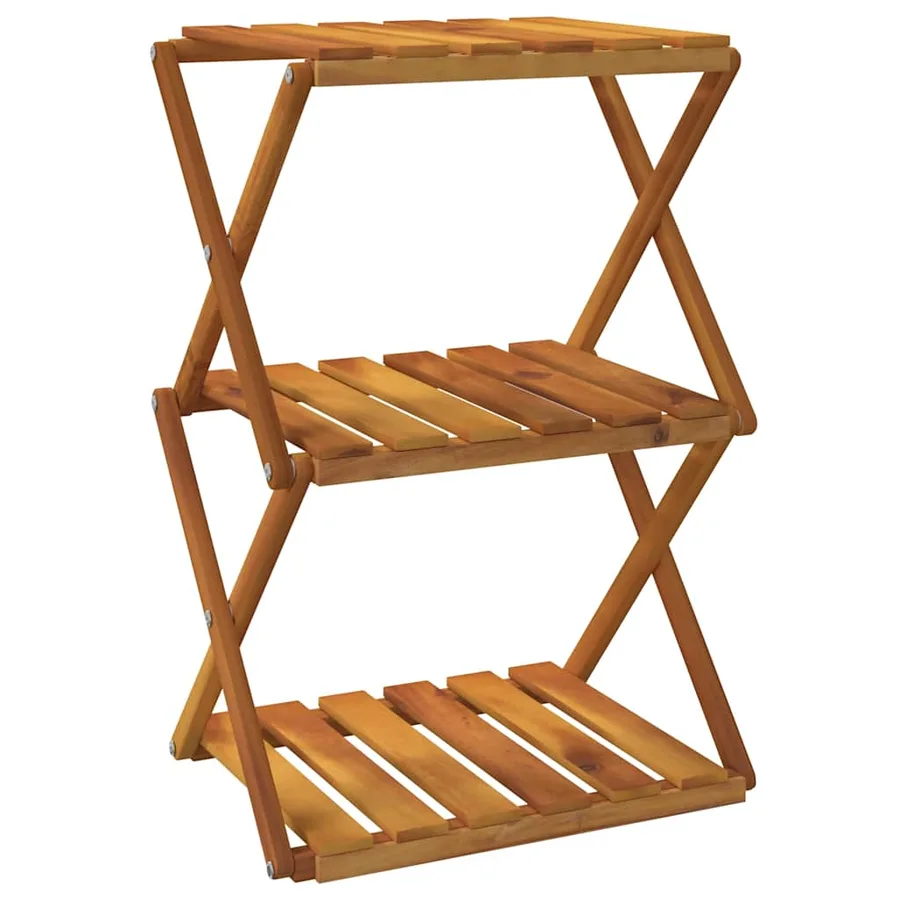Étagère pliable à 3 niveaux Marron 43x31x63 cm Bois d'acacia - 2