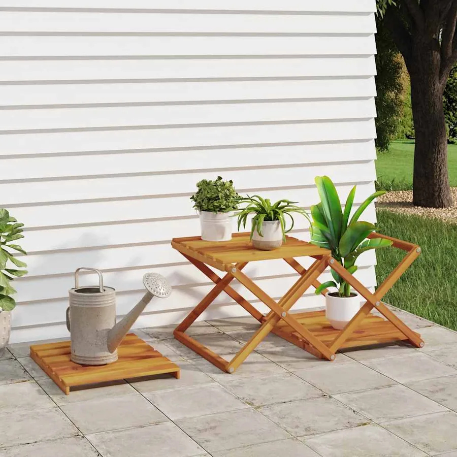 Étagère pliable à 3 niveaux Marron 43x31x63 cm Bois d'acacia - 3