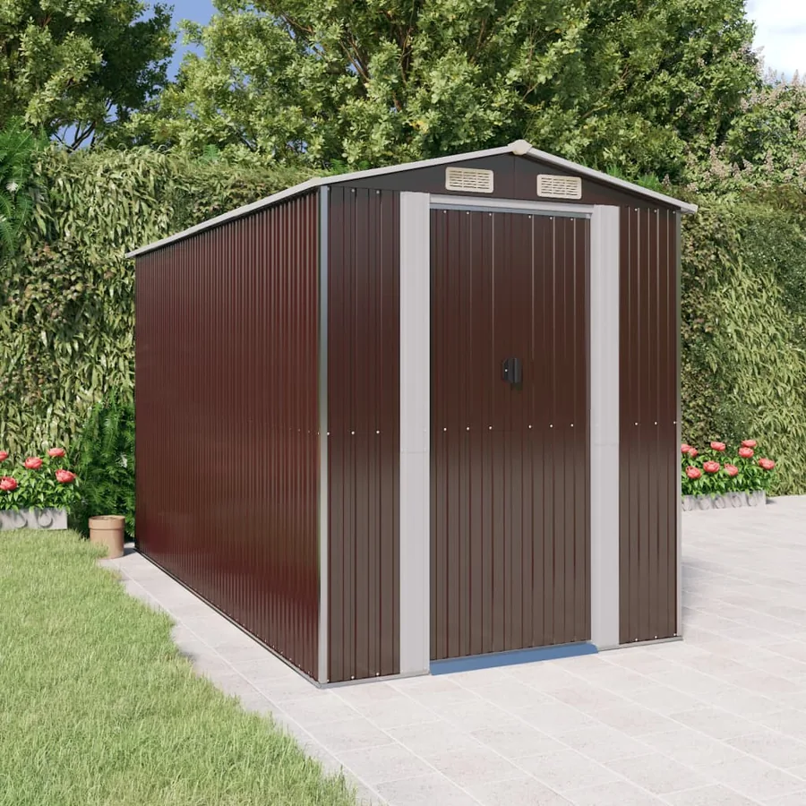 Abri de jardin Marron foncé 192x357x223 cm Métal galvanisé