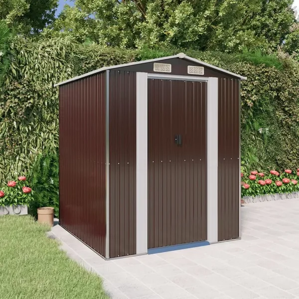 Abri de jardin Marron foncé 192x191x223 cm Métal galvanisé