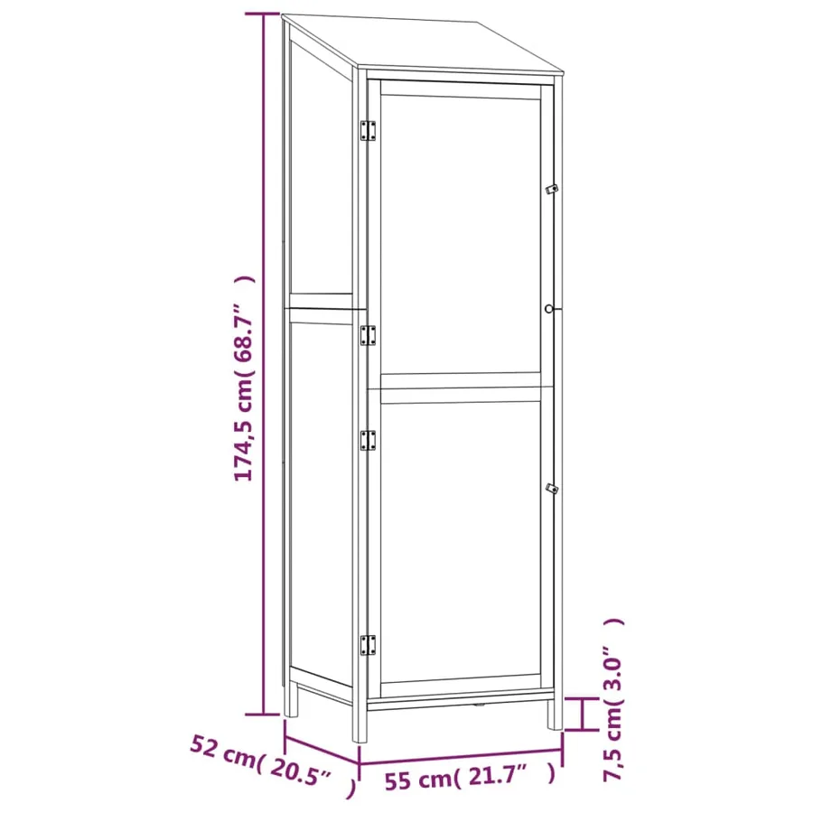 Remise de jardin 55x52x174,5 cm Bois de sapin solide - 8