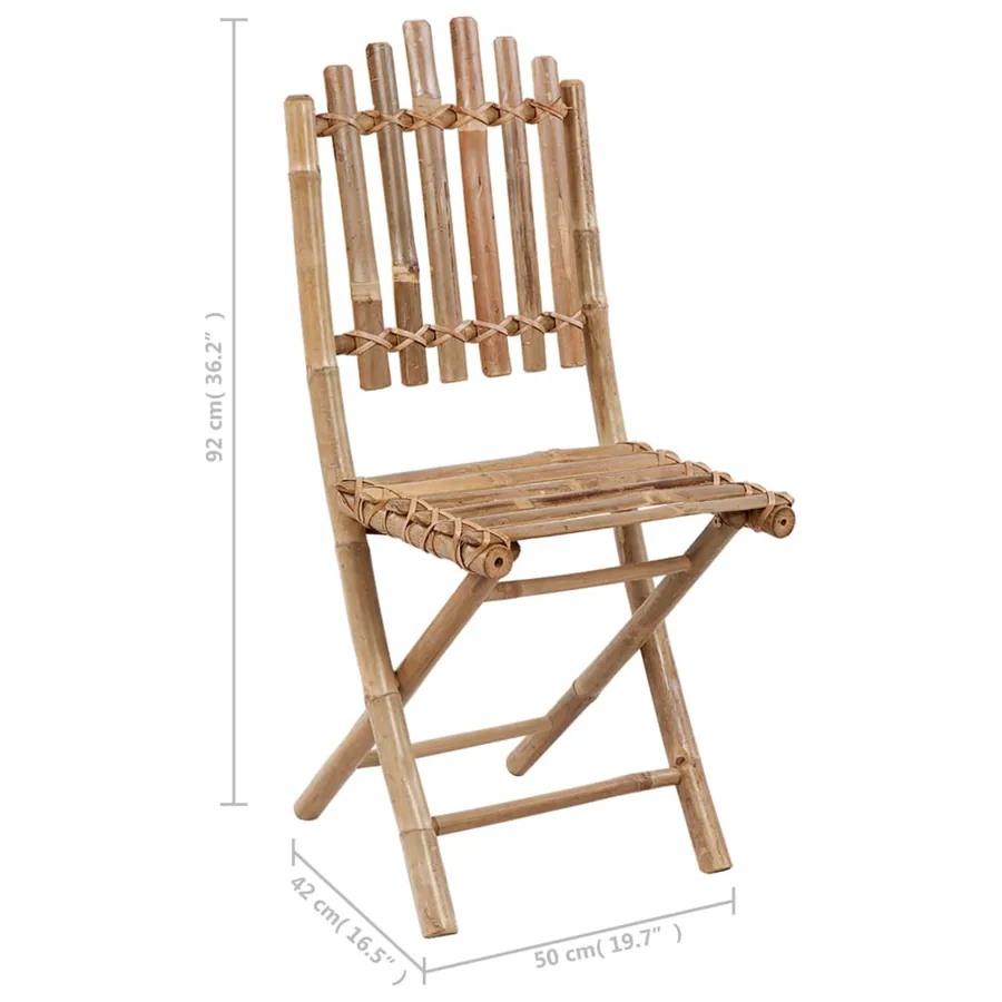 Chaises pliables de jardin lot de 2 avec coussins Bambou - 11