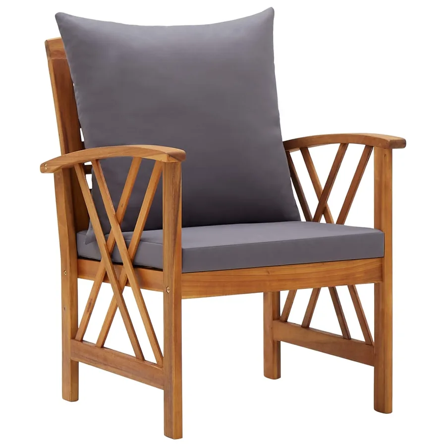 Chaises de jardin avec coussins lot de 2 Bois d'acacia massif - 2