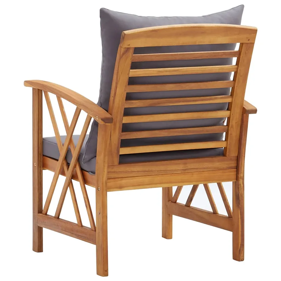 Chaises de jardin avec coussins lot de 2 Bois d'acacia massif - 5