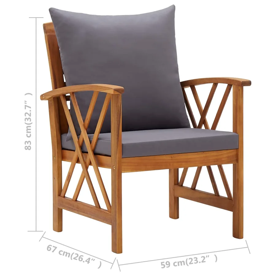 Chaises de jardin avec coussins lot de 2 Bois d'acacia massif - 8
