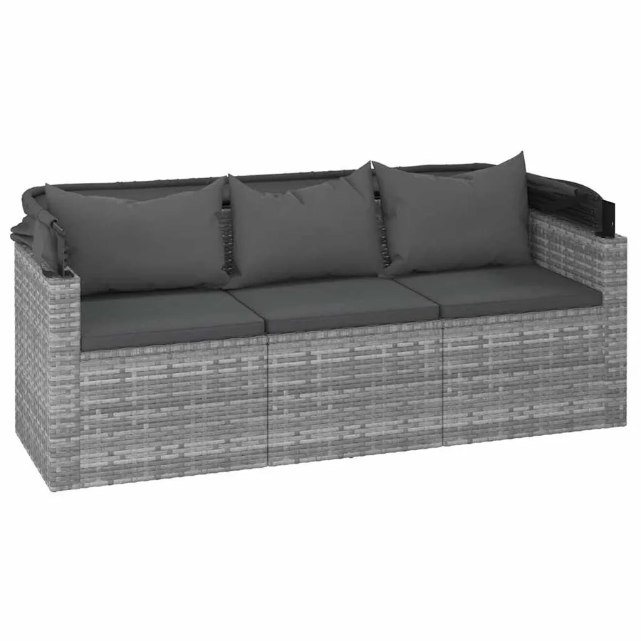 Canapé de jardin 3 places avec toit et repose-pieds Gris - 5