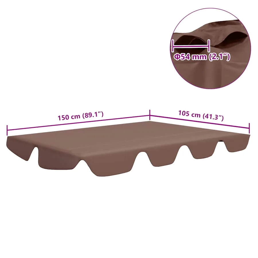 Toit de rechange de balançoire marron 150/130x105/70 cm - 7