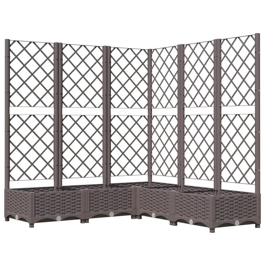 Jardinière avec treillis Marron 120x120x121,5 cm PP - 2