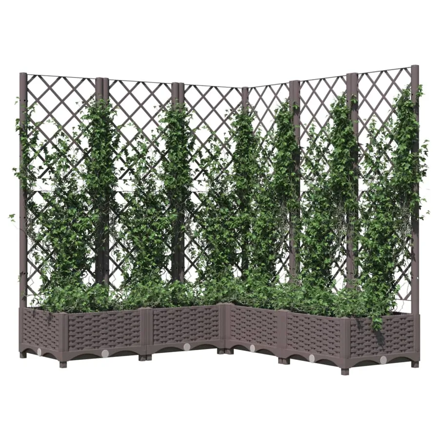 Jardinière avec treillis Marron 120x120x121,5 cm PP - 7