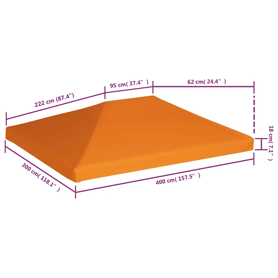Toile supérieure de belvédère 310 g / m² 4 x 3 m Orange - 6
