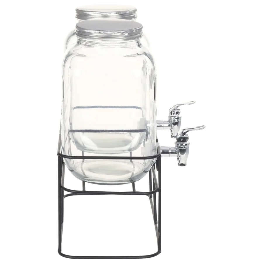 2 pcs Distributeurs de boissons avec support 2 x 4 L Verre - 4