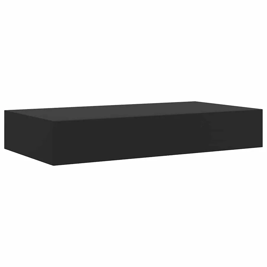 Étagère murale flottante avec tiroir Noir 48x25x8 cm - 4