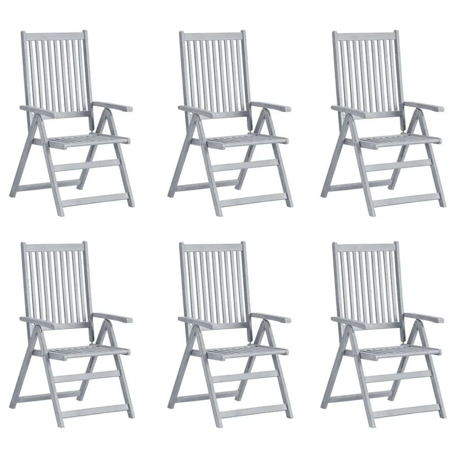 Chaises inclinables de jardin lot de 6 et coussins Bois acacia - 2