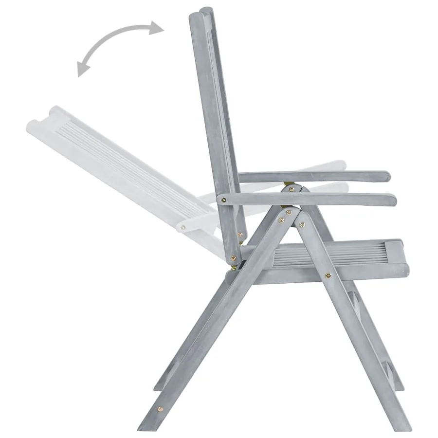Chaises inclinables de jardin lot de 6 et coussins Bois acacia - 5