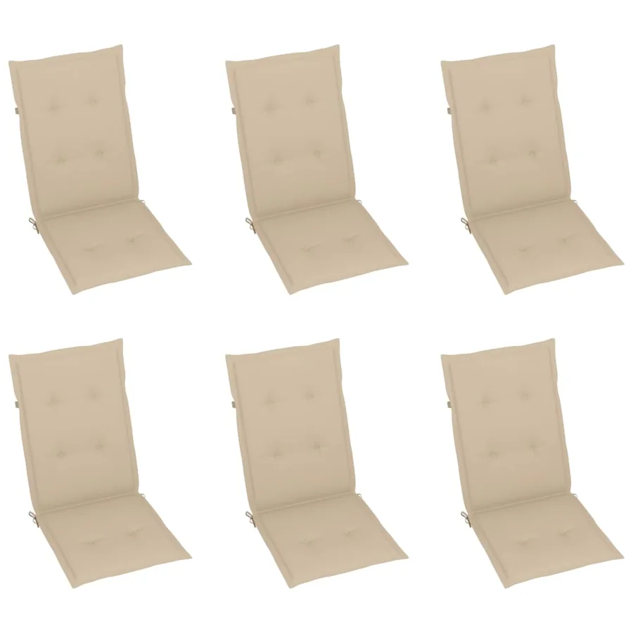 Chaises inclinables de jardin lot de 6 et coussins Bois acacia - 6