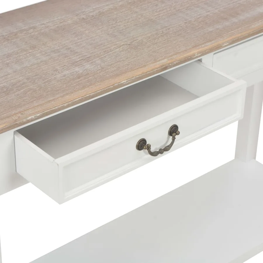 Table console Blanc 110x35x80 cm Bois - 7