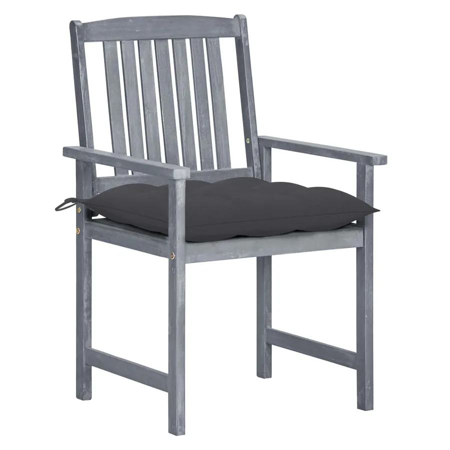 Chaises de jardin et coussins lot de 8 Bois acacia solide Gris - 2