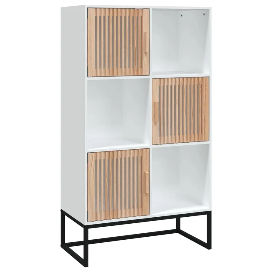 Buffet haut blanc 70x35x125 cm bois d'ingénierie - 2