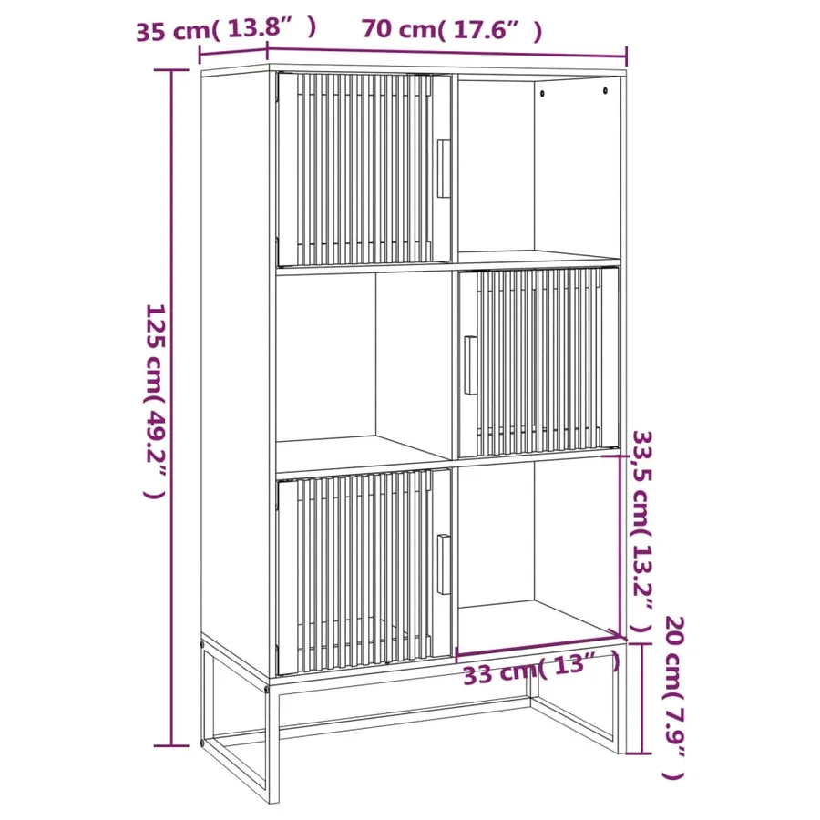 Buffet haut blanc 70x35x125 cm bois d'ingénierie - 7
