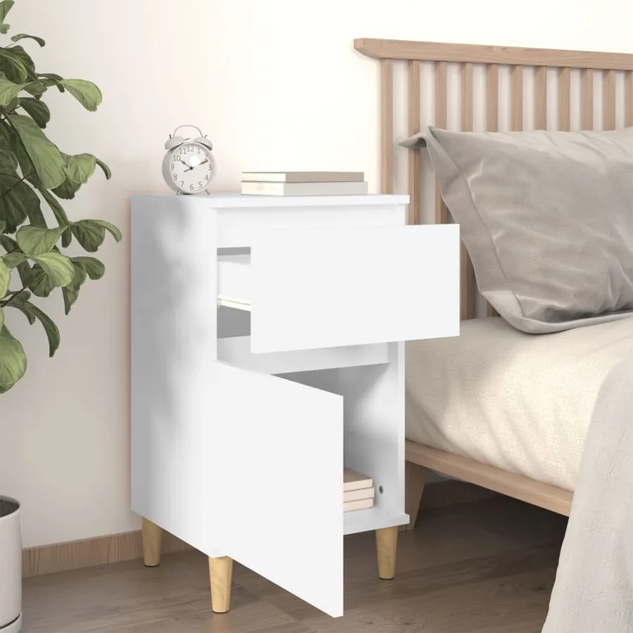 Table de chevet blanc 40x35x70 cm - 3
