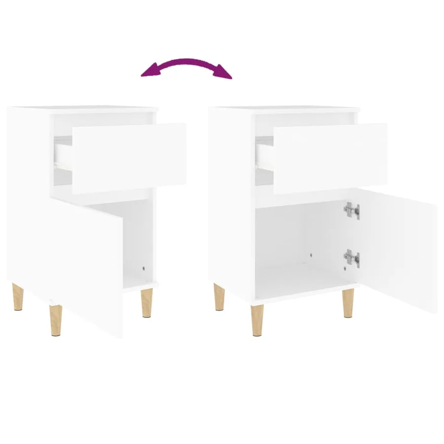Table de chevet blanc 40x35x70 cm - 9