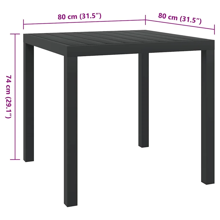 Table de jardin Noir 80 x 80 x 74 cm Aluminium et WPC - 5