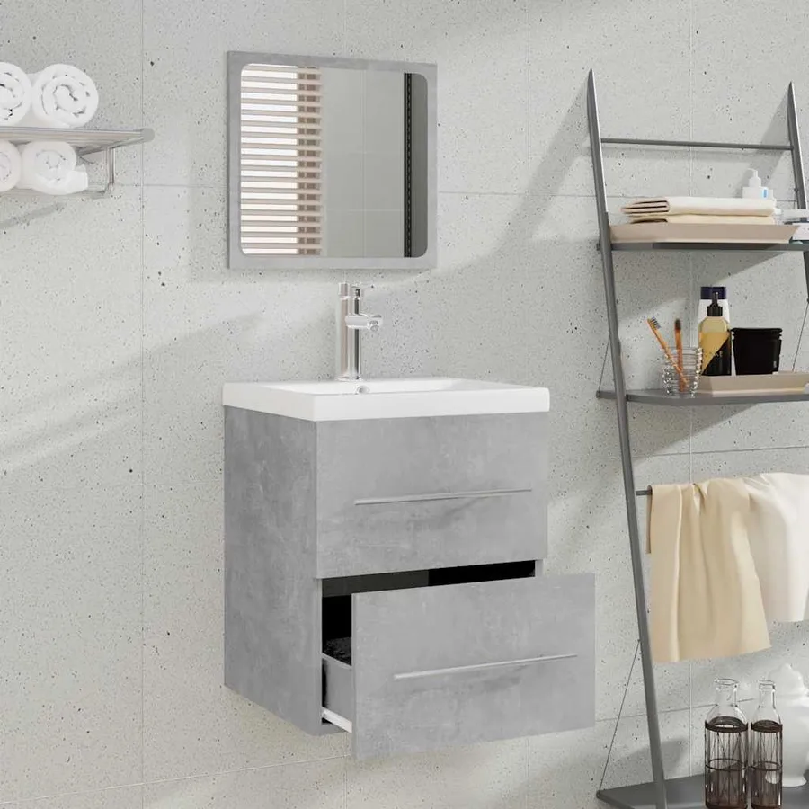 Armoire de salle de bain avec miroir Gris béton 41x38,5x48 cm - 3
