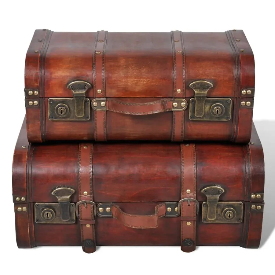 Coffre de rangement vintage Bois Marron 2 pcs - 2