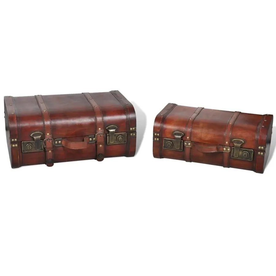 Coffre de rangement vintage Bois Marron 2 pcs - 4