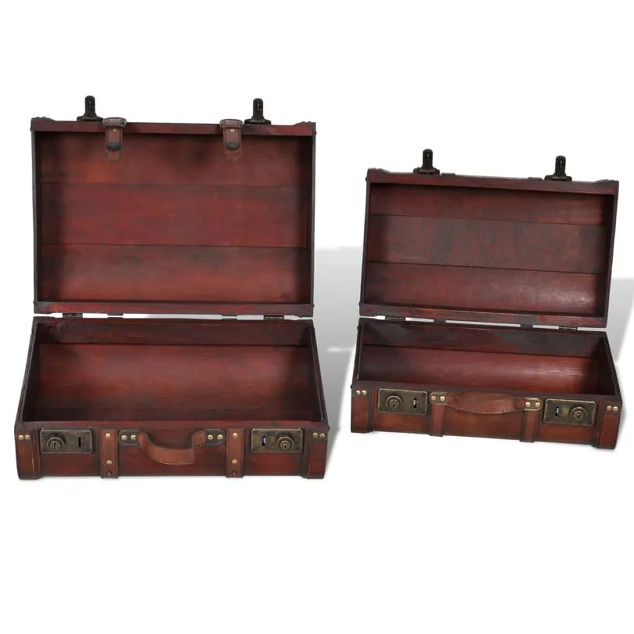 Coffre de rangement vintage Bois Marron 2 pcs - 5