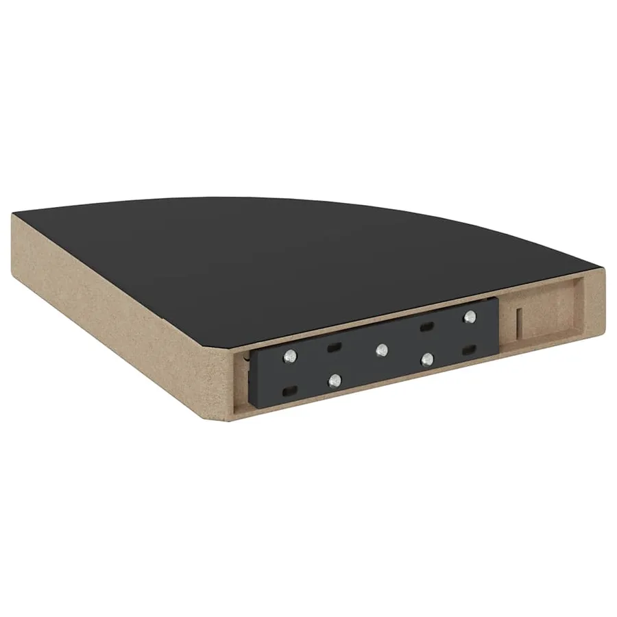 Étagère d'angle flottante noir brillant 25x25x3,8 cm MDF - 7